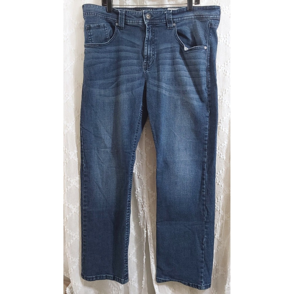 TK Axel Mens Slim Boot Jeans Blue Stretch Denim Pants 38x32 Medium Wash